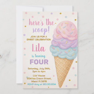 Invitation à l'anniversaire de la crème glacée mod