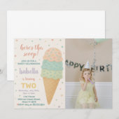 Invitation à l'anniversaire de la crème glacée mod (Devant / Derrière)