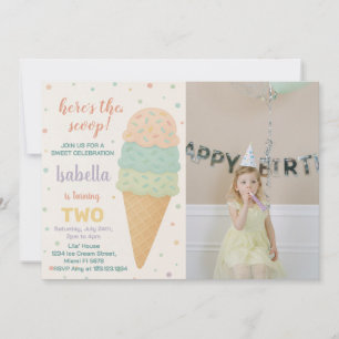 Invitation à l'anniversaire de la crème glacée mod