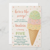 Invitation à l'anniversaire de la crème glacée mod (Devant / Derrière)