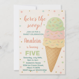 Invitation à l'anniversaire de la crème glacée mod
