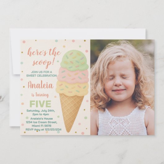 Invitation à l'anniversaire de la crème glacée mod (Devant)