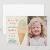Invitation à l'anniversaire de la crème glacée mod (Devant / Derrière)