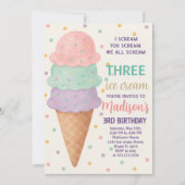 Invitation à l'anniversaire de la crème glacée mod (Devant)