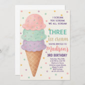 Invitation à l'anniversaire de la crème glacée mod (Devant / Derrière)