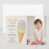 Invitation à l'anniversaire de la crème glacée mod (Devant / Derrière)