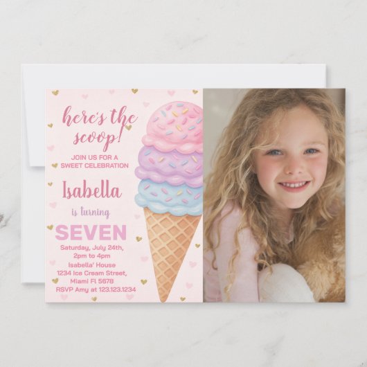 Invitation à l'anniversaire de la crème glacée mod (Devant)