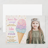 Invitation à l'anniversaire de la crème glacée mod (Devant / Derrière)