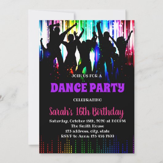 Invitation à l'anniversaire de la danse disco (Devant)