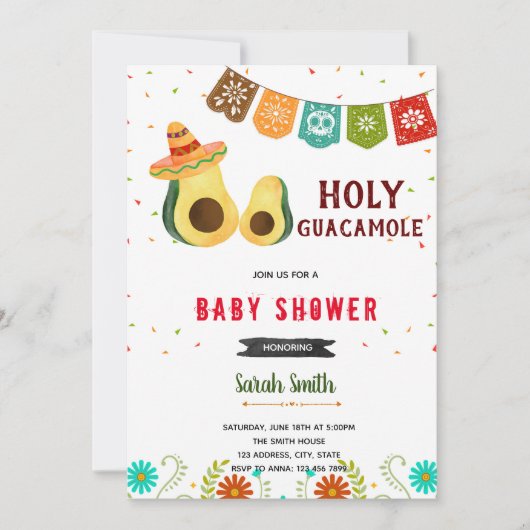 Invitation à l'anniversaire de la douche fiesta Ho (Devant)