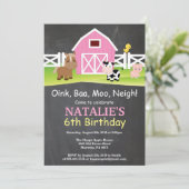 Invitation à l'anniversaire de la ferme Chalkboard (Debout devant)