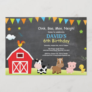 Invitation à l'anniversaire de la ferme Chalkboard