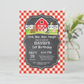 Invitation à l'anniversaire de la ferme Chalkboard (Debout devant)