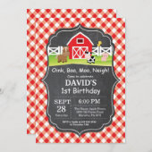 Invitation à l'anniversaire de la ferme Chalkboard (Devant / Derrière)