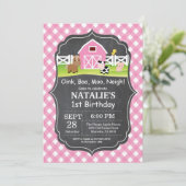 Invitation à l'anniversaire de la ferme Chalkboard (Debout devant)