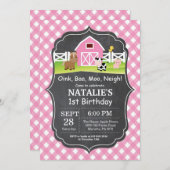 Invitation à l'anniversaire de la ferme Chalkboard (Devant / Derrière)