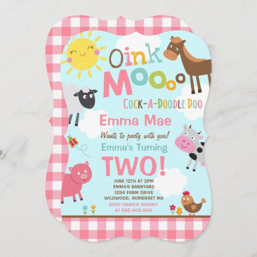 Invitation à l'anniversaire de la ferme Old MacDon (Devant / Derrière)