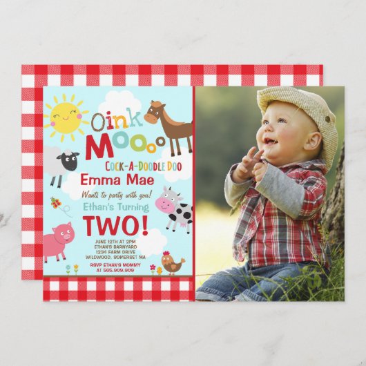 Invitation à l'anniversaire de la ferme Old MacDon (Devant / Derrière)