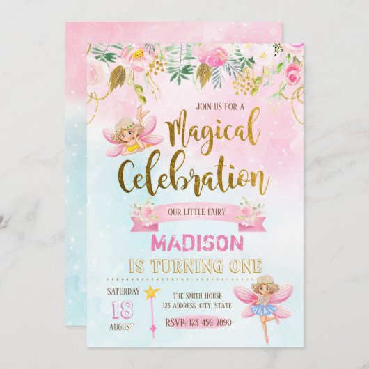 Invitation à l'anniversaire de la fête (Devant / Derrière)