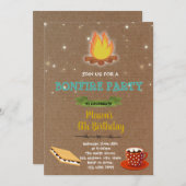 Invitation à l'anniversaire de la fête de Bonfire (Devant / Derrière)