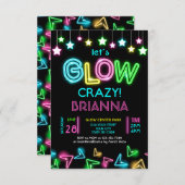 Invitation à l'anniversaire de la fête de Neon - 1 (Devant / Derrière)