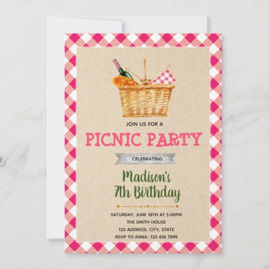 Invitation à l'anniversaire de la fête de pique-ni (Devant)