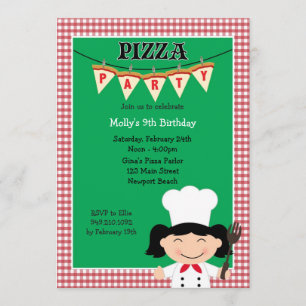 Invitation à l'anniversaire de la fête de Pizza po