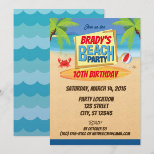 Invitation à l'anniversaire de la fête de plage