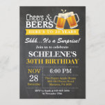 Invitation à l'anniversaire de la fête du 30e anni<br><div class="desc">Surprise Cheers and Beers 30th Birthday Invitation Card. Anniversaire adulte.Jaune. 16e 18e 21e 30e 40e 60e 70e 80e 90e 100e. N'Importe Quel Âge.
Pour plus de personnalisation,  cliquez sur le bouton "Customiser" et utilisez notre outil de conception pour modifier ce modèle.</div>