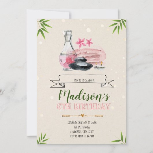 Invitation à l'anniversaire de la fête du Spa (Devant)