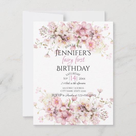 Invitation à l'anniversaire de la fête rose (Devant)