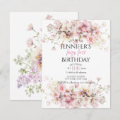 Invitation à l'anniversaire de la fête rose (Devant / Derrière)