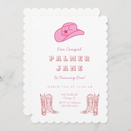 Invitation à l'anniversaire de la fille (Devant / Derrière)