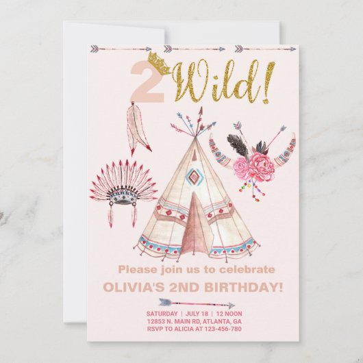 Invitation à l'anniversaire de la fille de deux bo (Devant)