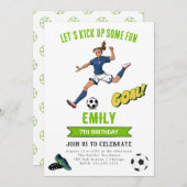 Invitation à l'anniversaire de la fille de footbal (Devant / Derrière)