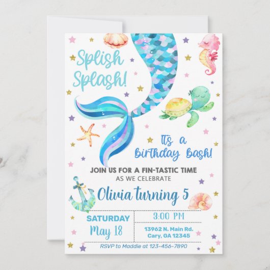 Invitation à l'anniversaire de la fille de la sirè (Devant)