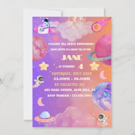 Invitation à l'anniversaire de la fille de l'Explo (Devant)