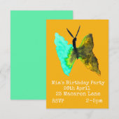 Invitation à l'anniversaire de la fille papillon c (Devant / Derrière)