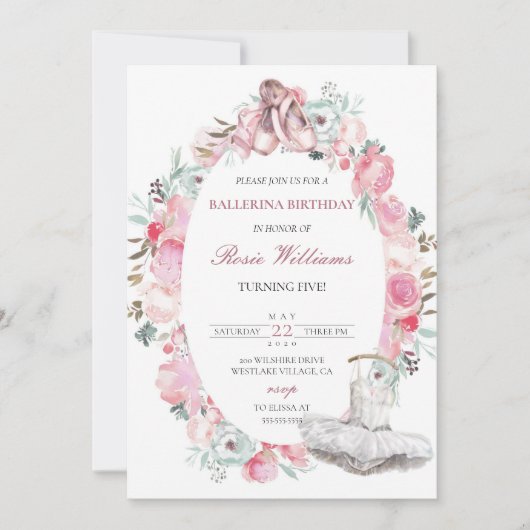 Invitation à l'anniversaire de la fille rose numér (Devant)