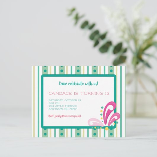 Invitation à l'anniversaire de la fille Tween (Debout devant)