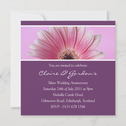 Invitation à l'anniversaire de la floraison rose e (Devant)