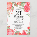 Invitation à l'anniversaire de la florale rouge bo<br><div class="desc">Invitation à la florale rouge botanique 21e anniversaire. Floral Pink Peonies Invitation d'anniversaire pour les femmes. Fleur florale aquarelle. Fleurs de roses et de pivoines élégantes. Anniversaire adulte. Arrière - plan blanc. Noir et Blanc. 13e 15e 16e 18e 20e 21e 30e 40e 50e 60e 70e 80e 90e 100e, n'importe quel...</div>