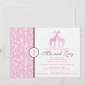 Invitation à l'anniversaire de la Girafe - Twin Gi (Devant / Derrière)