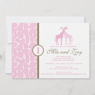 Invitation à l'anniversaire de la Girafe - Twin Gi