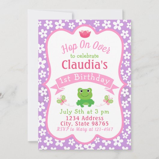 Invitation à l'anniversaire de la grenouille (Devant)