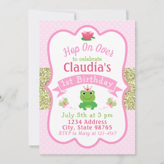 Invitation à l'anniversaire de la grenouille (Devant)