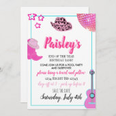 Invitation à l'anniversaire de la jeune fille rose (Devant / Derrière)