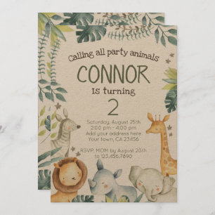 Invitation à l'anniversaire de la jungle de Safari
