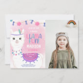 Invitation à l'anniversaire de la lama rose et vio (Devant)