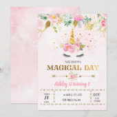 Invitation à l'anniversaire de la licorne (Devant / Derrière)